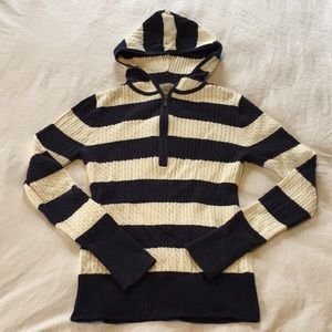 LL Bean Striped Cable Knit Sweater